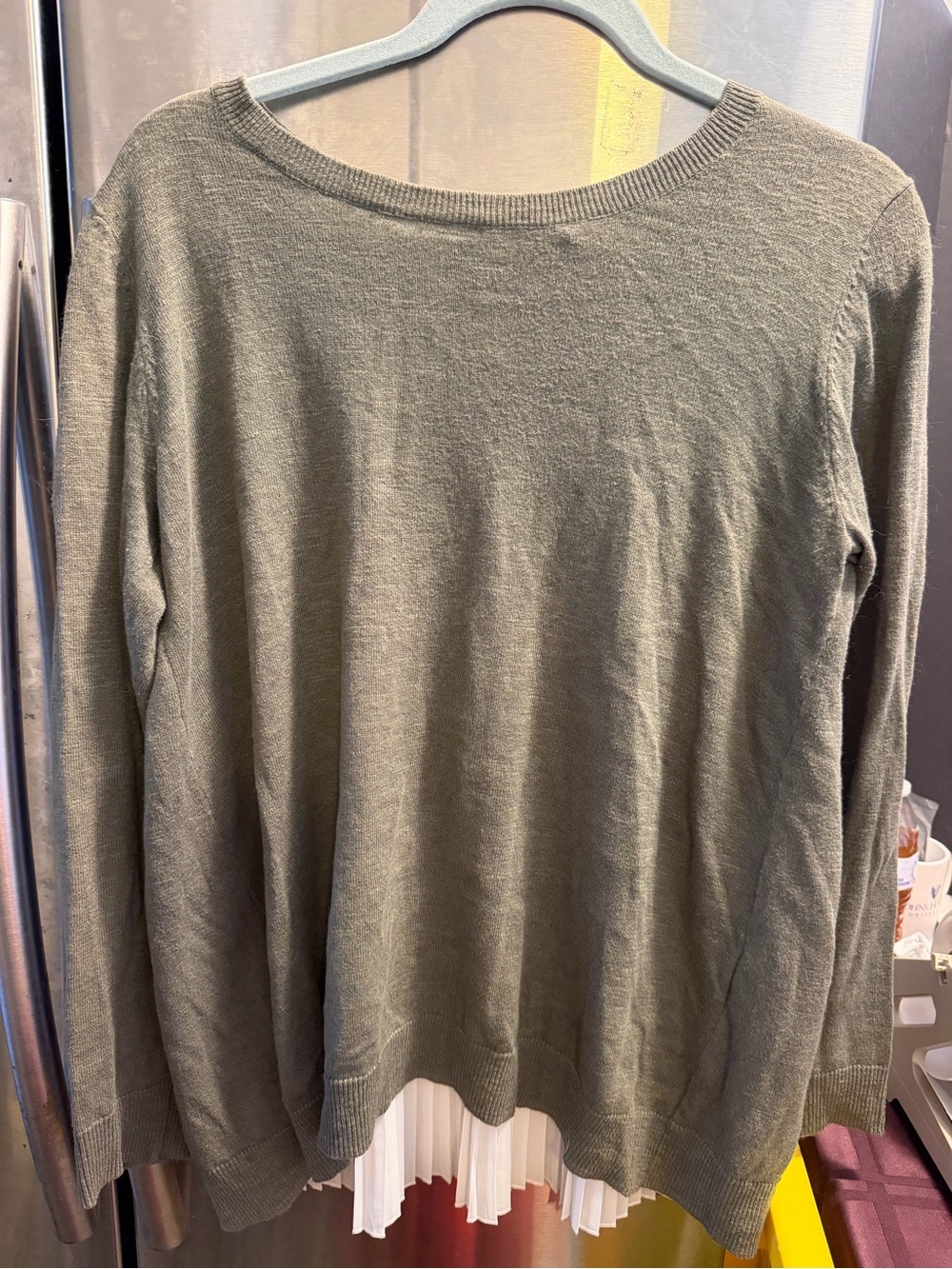 Sandro Olive Crewneck Sweater in Moss Green